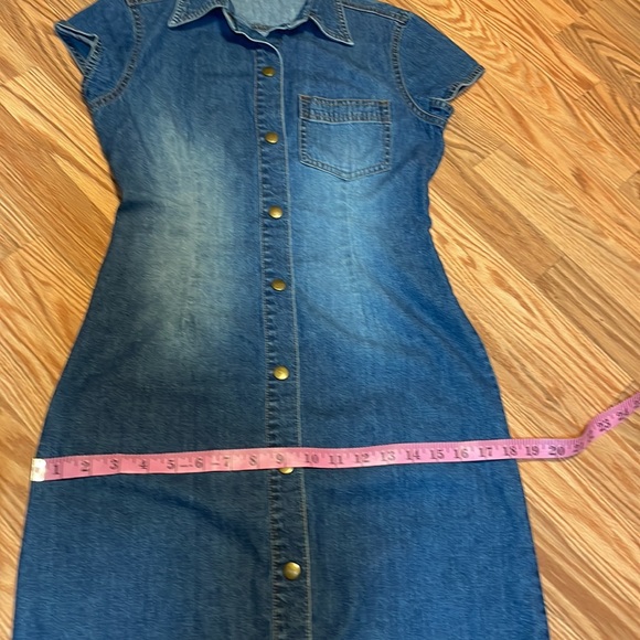Moda International Denim Dress, Jean Dress, snap front, 2 - Picture 6 of 7